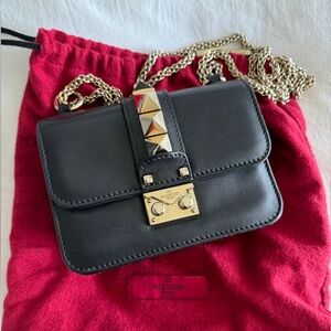 VALENTINO
Black Leather Glam Lock Small Flap Bag